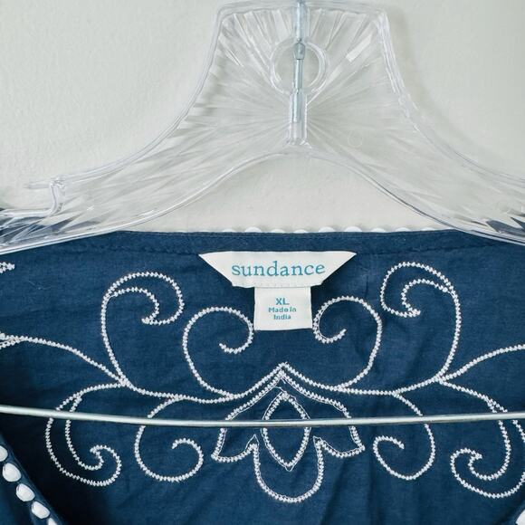 Sundance Blue Cotton Embroidered Pace Tunic Dress Women’s Size XL - Picture 2 of 7